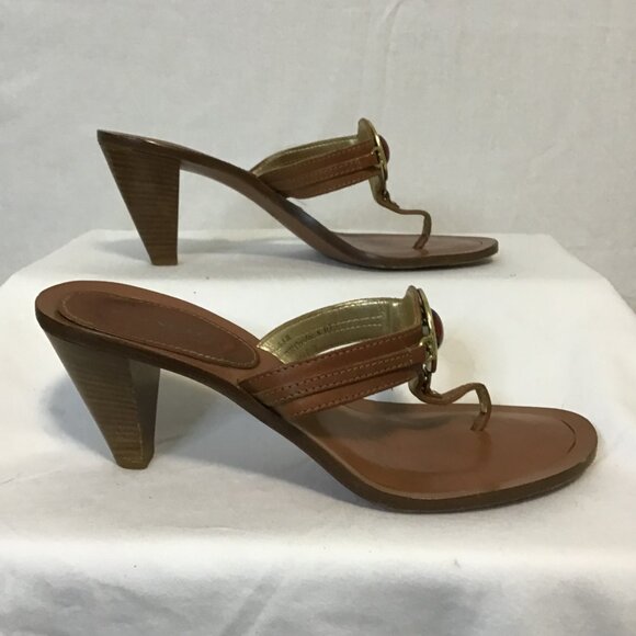 Coach Leather Thong Heeled Slip On Sandal Size 8.5 - Picture 4 of 12